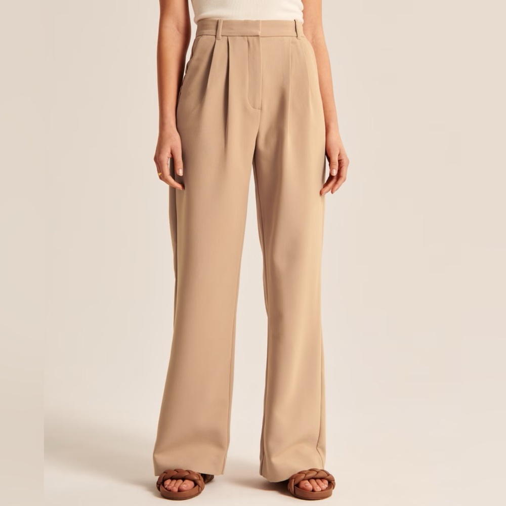 Abercrombie & Fitch Tan High-Waisted Trousers